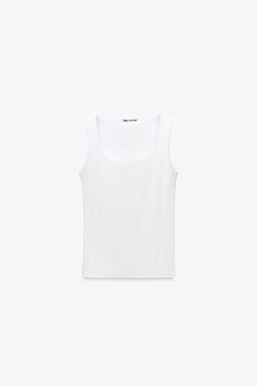 POLYAMIDE TOP WITH WIDE STRAPS - White by Zara