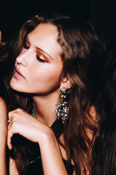 WATERFALL FLOWER JEWEL EARRINGS - Golden by Zara