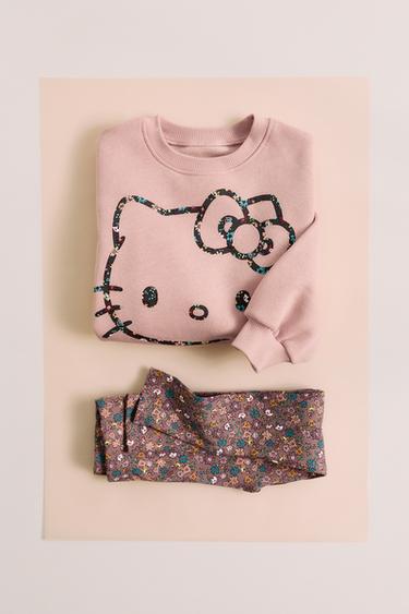 HELLO KITTY © SANRIO FLORAL SWEATSHIRT AND LEGGINGS SET - Chalk pink by Zara