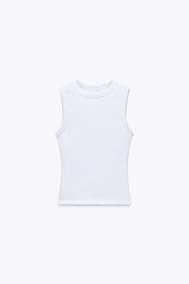 RIBBED TOP - White by Zara
