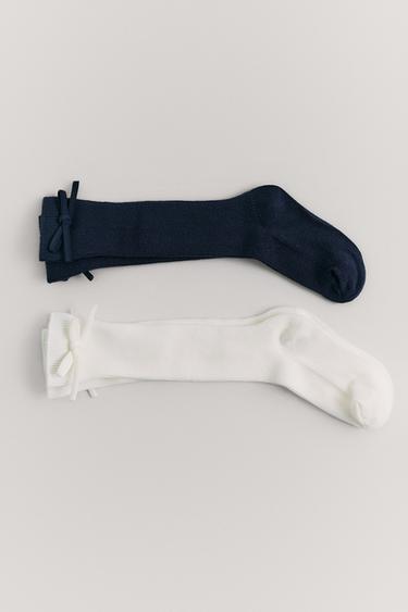 TWO-PACK OF KNEE-HIGH SOCKS WITH BOW - Navys / Ecrus by Zara