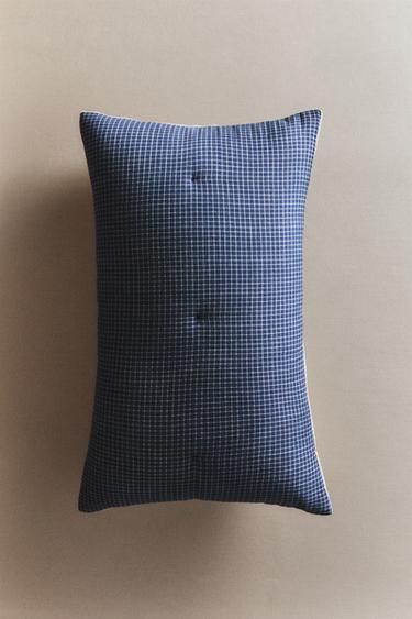 CHILDREN'S REVERSIBLE MUSLIN QUILT CUSHION COVER - Navy blue by Zara