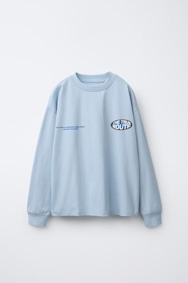 LOGO PRINT T-SHIRT - Blue by Zara