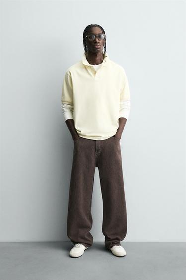 FADED PRINT BAGGY FIT TROUSERS - Brown by Zara