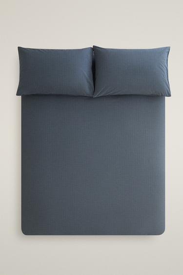 REVERSIBLE COTTON DUVET COVER - Mid-blue by Zara