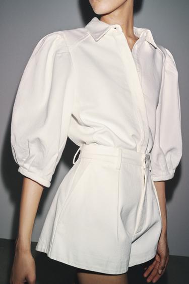 ZW COLLECTION DENIM BLOUSE - Oyster-white by Zara