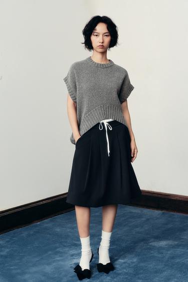 OVERSIZED WOOL WAISTCOAT WITH ASYMMETRIC HEM - Grey by Zara
