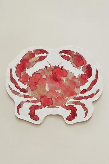 PACK OF CRAB PAPER NAPKINS (PACK OF 20) - Orange by Zara