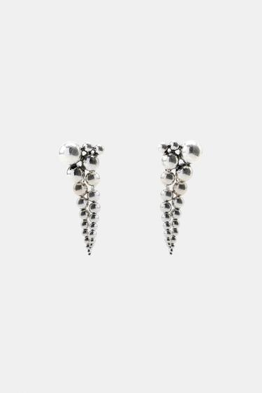 METAL BALL DANGLE EARRINGS - Silver by Zara