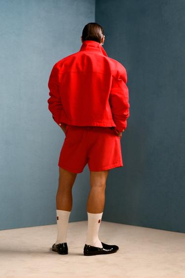 WILLY CHAVARRIA X ZARA EMBROIDERED JOGGER BERMUDA SHORTS - Red by Zara