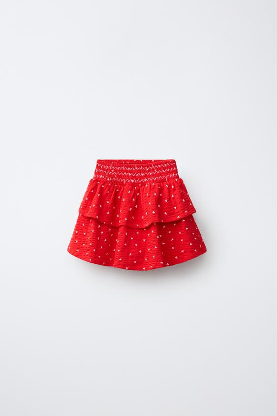 RUFFLED HEART SKIRT - Red by Zara - Image 0