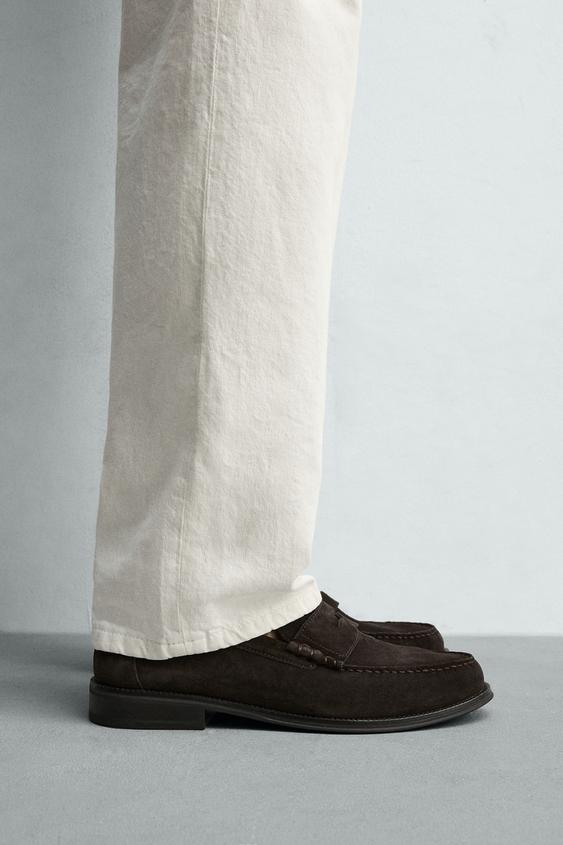 LEATHER PENNY LOAFERS - Brown by Zara - Image 0