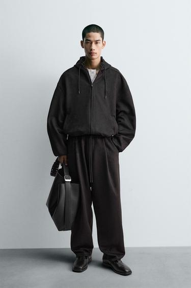 FAUX SUEDE JACKET WITH HOOD - Black by Zara - Image 0