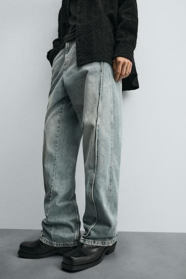 BAGGY JEANS WITH SEAMS - Blue / Green by Zara