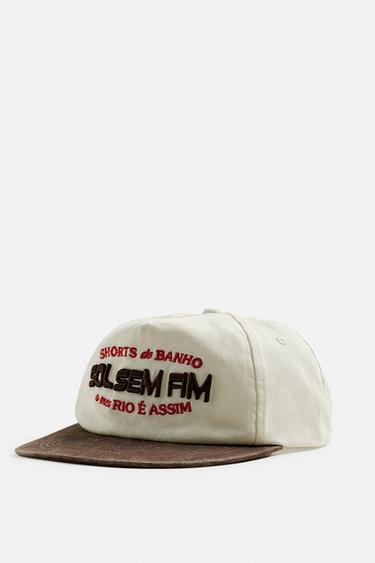 CONTRAST EMBROIDERY CAP - Ecru by Zara