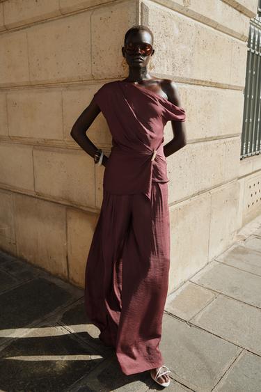 ASYMMETRIC HARDWARE TOP - Burgundy by Zara - Image 0