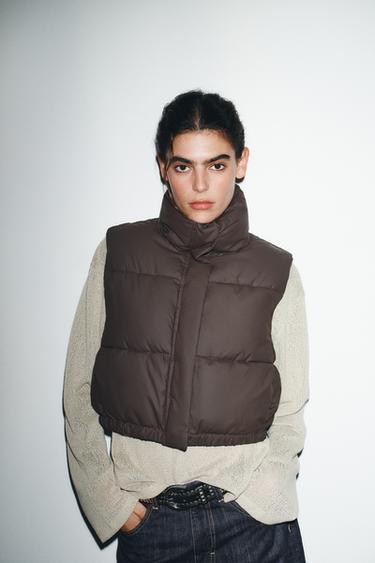 RUBBERISED PADDED GILET - Dark brown by Zara
