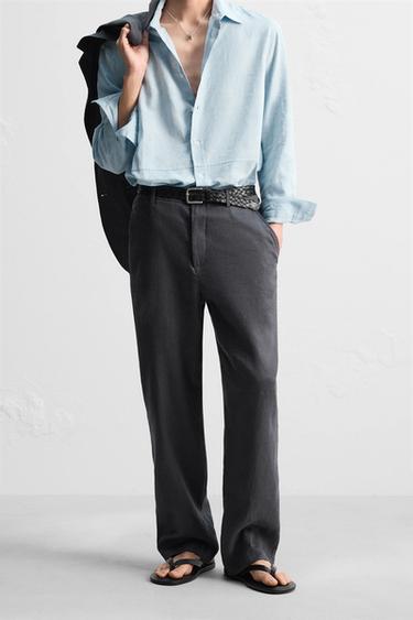 100% LINEN SUIT TROUSERS - Dark grey by Zara