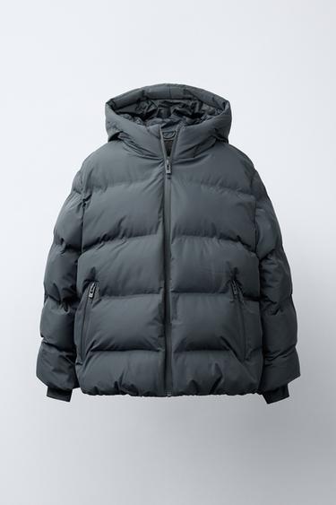 WATER-REPELLENT QUILTED COAT WITH LABEL - Grey by Zara