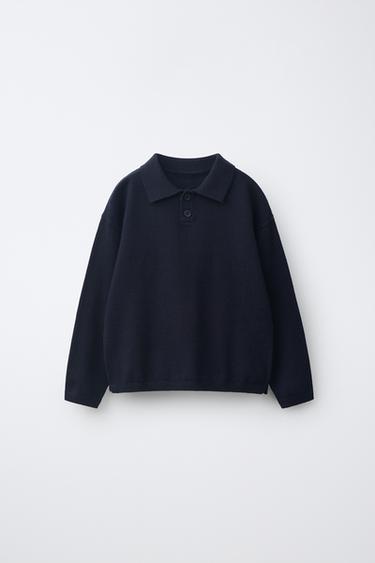 PLAIN KNIT POLO SHIRT - Dark navy by Zara