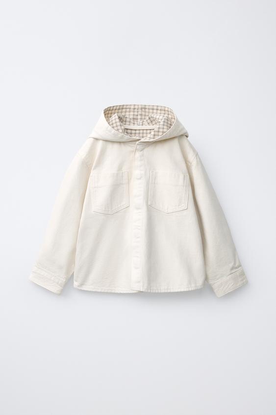 TWILL OVERSHIRT WITH CHECK LINING - Ecru by Zara - Image 0