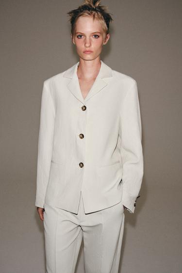 ZW COLLECTION STRAIGHT-FIT LINEN BLEND BLAZER - Ice by Zara