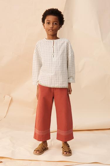 LIMITED EDITION CONTRAST EMBROIDERED CHECK SHIRT - Black / White by Zara