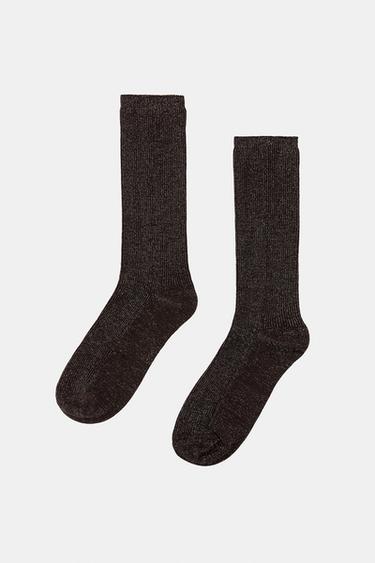 POLYAMIDE SOCKS WITH METALLIC THREAD - Brown by Zara