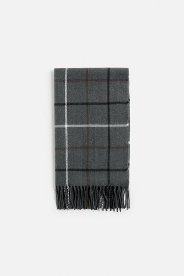 CHECK SCARF - Dark grey by Zara - Image 0