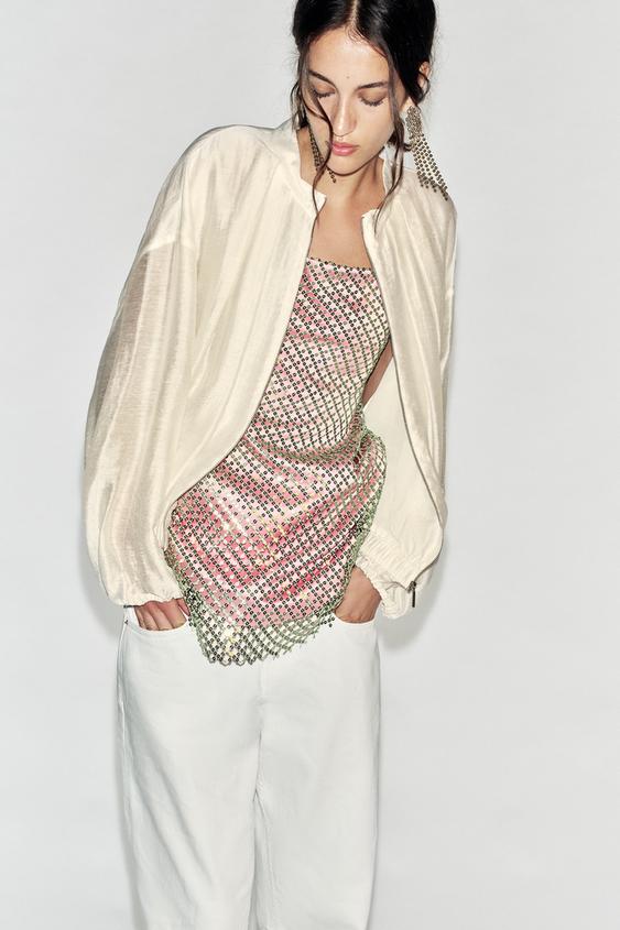 PLEATED BOMBER JACKET - Ecru by Zara - Image 0