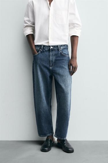 TAPERED WIDE-LEG JEANS - Blue by Zara