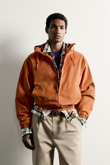 WAXED-EFFECT RELAXED FIT JACKET - Dark orange by Zara