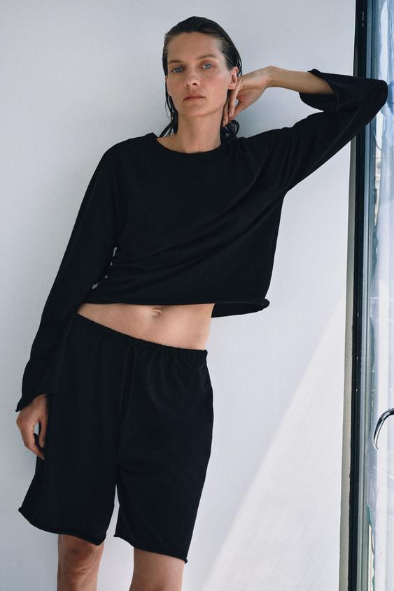 COTTON DRAWSTRING BERMUDA SHORTS - Black by Zara - Image 0