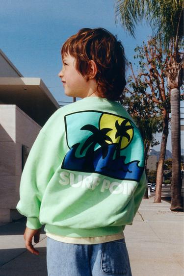 SURF PRINT SWEATSHIRT - Light green by Zara