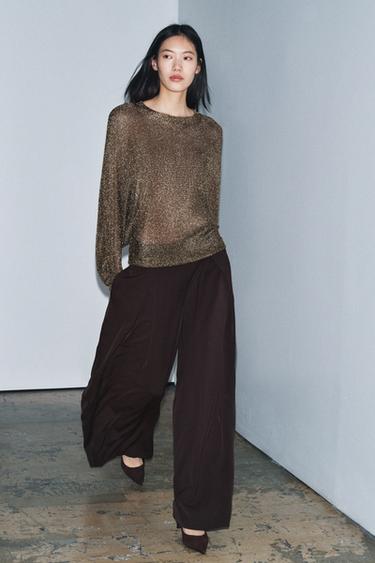FLOWING TROUSERS WITH DARTS ZW COLLECTION - Brown by Zara