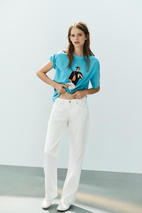 PHILIPPA COULES WASHED-EFFECT T-SHIRT - Blue by Zara - Image 0