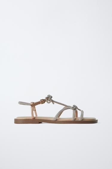 SHINY SANDALS WITH BOWS - Silver by Zara