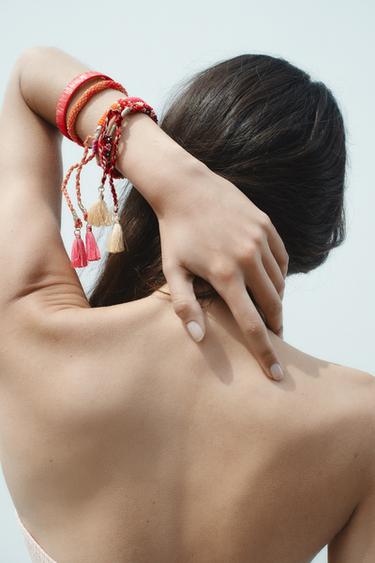 PACK OF BEADED BRACELETS - Red / Orange by Zara