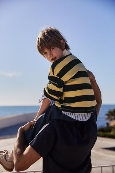 STRIPED POLO SWEATSHIRT - Light yellow by Zara