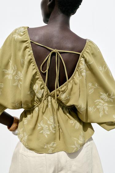 JACQUARD TOP - Khaki by Zara