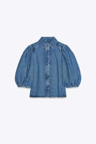 ZW COLLECTION DENIM BLOUSE - Blue by Zara