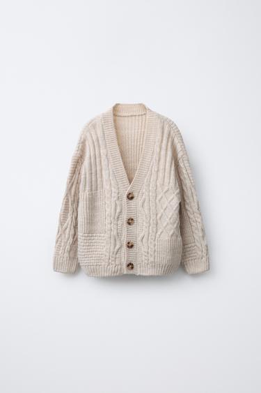 PATCHWORK KNIT CARDIGAN - Ecru by Zara - Image 0