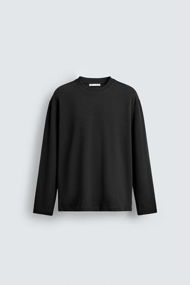 INTERLOCK LONG SLEEVE T-SHIRT - Black by Zara