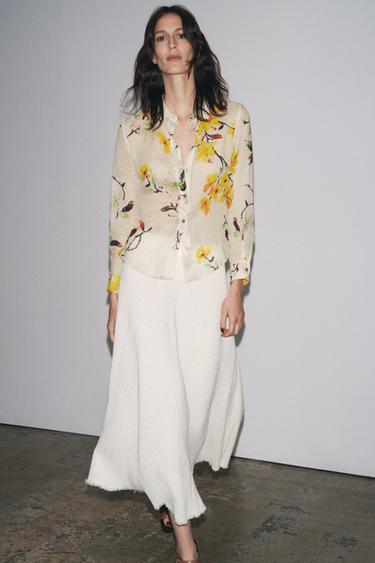 ZW COLLECTION STRUCTURED MIDI SKIRT - Ecru by Zara - Image 0