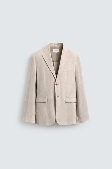 100% LINEN SUIT BLAZER - Sand by Zara