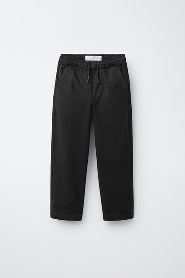 BASIC CHINO TROUSERS WITH LABEL - Black by Zara