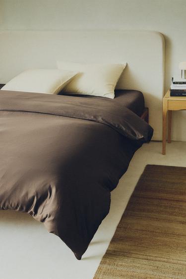 SATEEN DUVET COVER (300 THREAD COUNT) - Brown by Zara