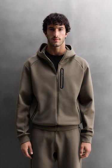 TECHNICAL ZIP HOODIE - Sand by Zara
