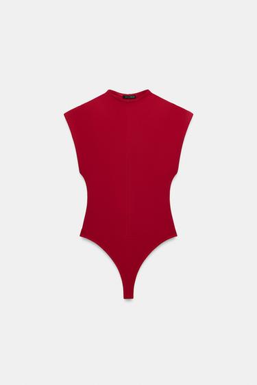 SHOULDER PAD BODYSUIT - Intense red by Zara