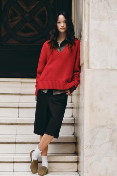 OVERSIZED KNIT JUMPER - Red by Zara